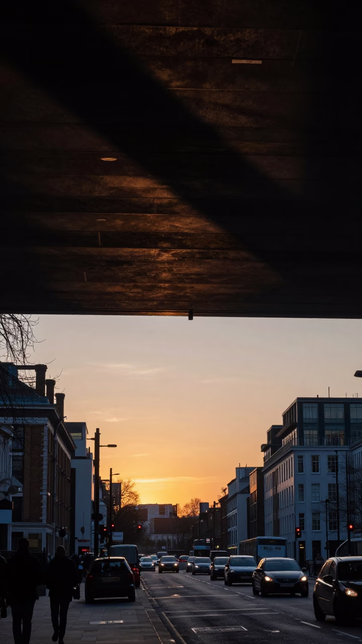 Evening Skyline at As The Sun Drops Toward The Horizon in London in in London, United Kingdom