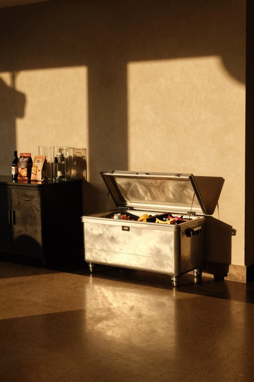 Evening Snack Cooler Hotel Lobby Maboneng in inside a hotel lobby in Maboneng, Johannesburg