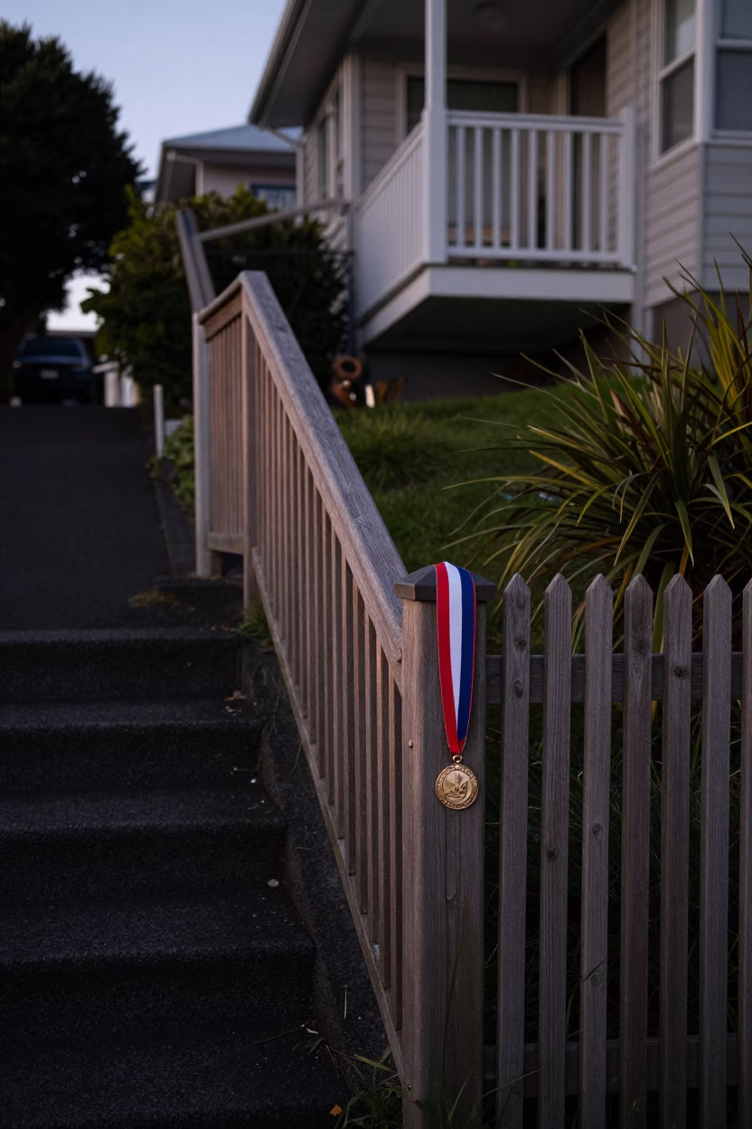 Evening Stair Rail and Medal Ribbon in Auckland New Zealand Neighborhood in in Auckland, New Zealand