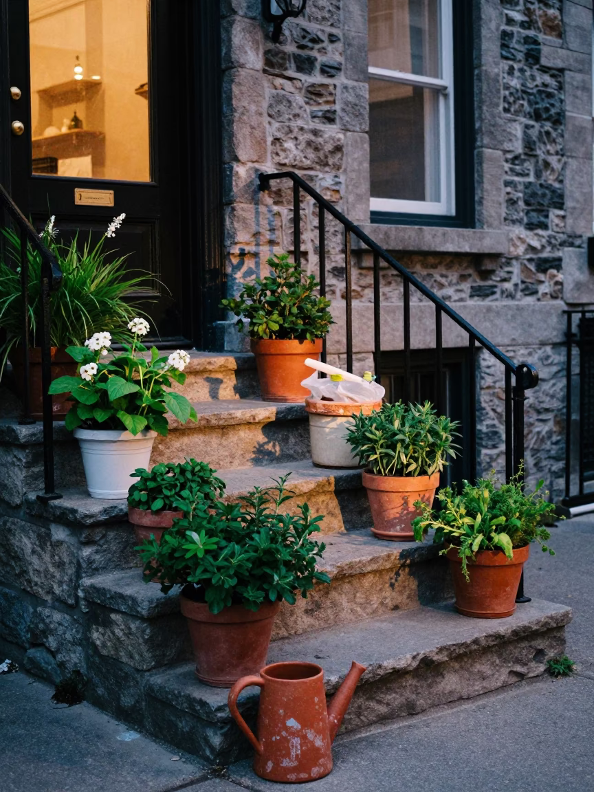 Evening Stoop in Montreal in in Montreal, Quebec, Canada