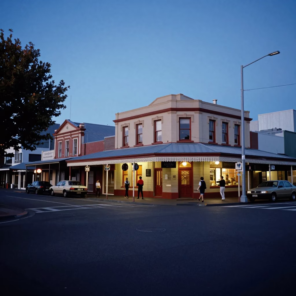 Evening Street Scene in Christchurch New Zealand with Vintage Elements and Local Life in in Christchurch, New Zealand