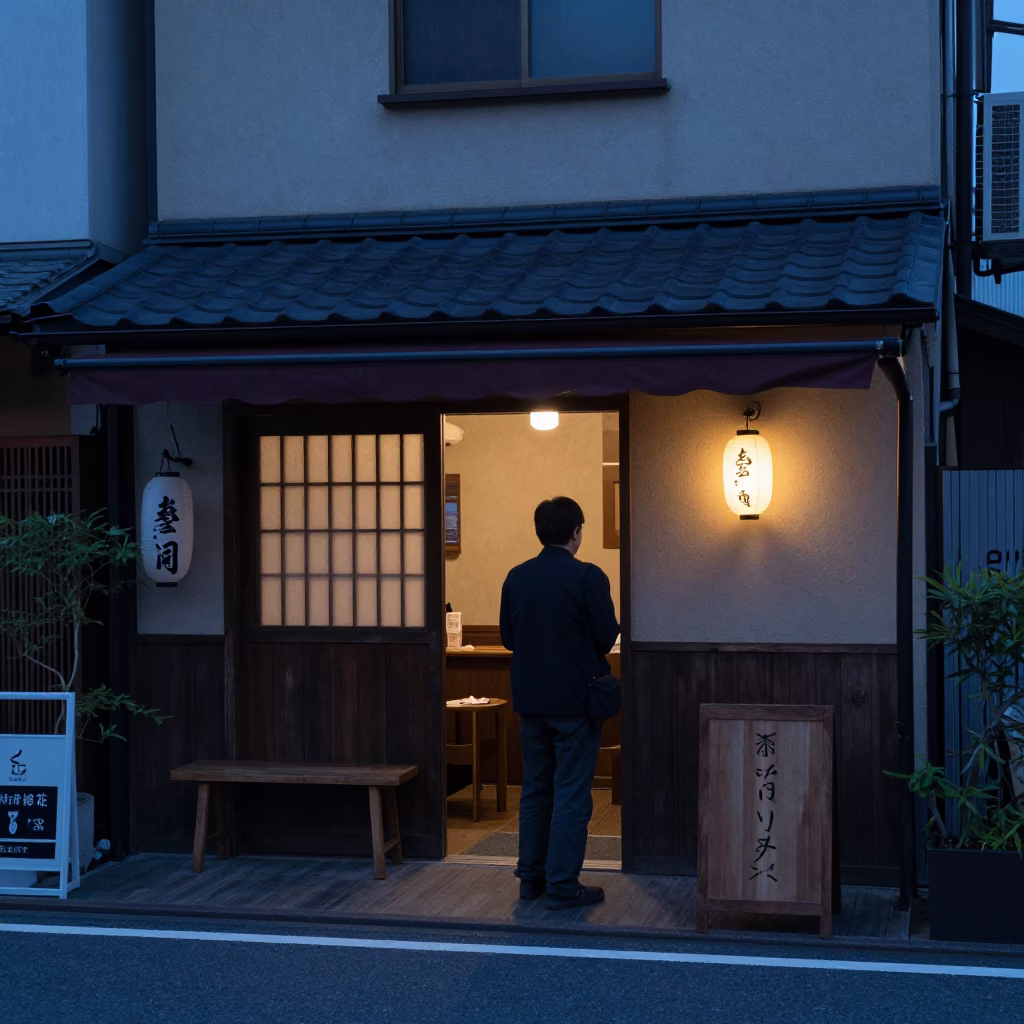 Evening Street Scene in Fukuoka Japan with Carafe and Wall Hook in in Fukuoka, Japan