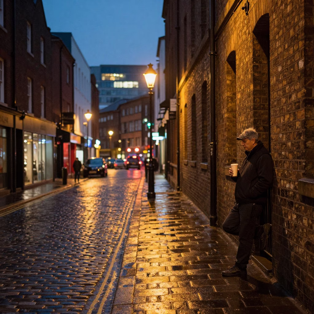 Evening Street Scene in Liverpool United Kingdom with City Lights and Local Life in in Liverpool, United Kingdom