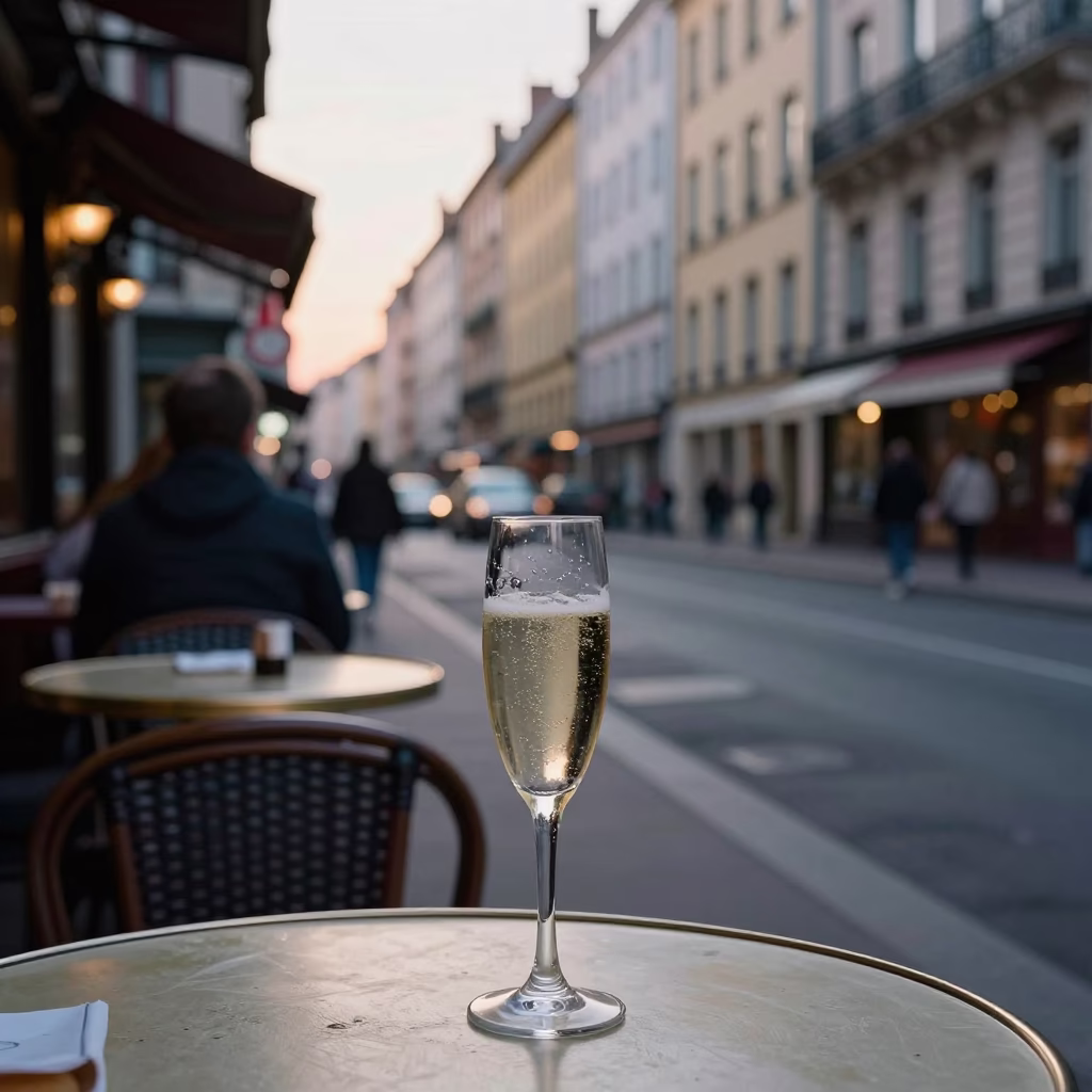 Evening Street Scene in Lyon France with Local Dining and Urban Details in in Lyon, France