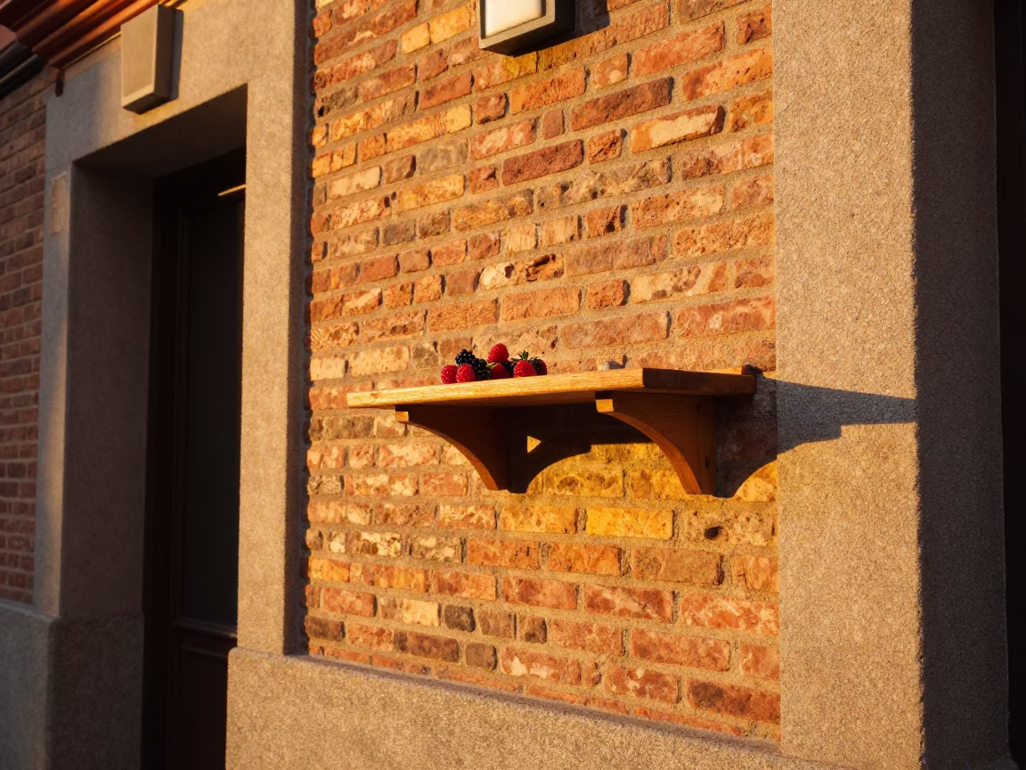 Evening Street Scene in Madrid Spain with Wall Shelf and Berry Detail in in Madrid, Spain