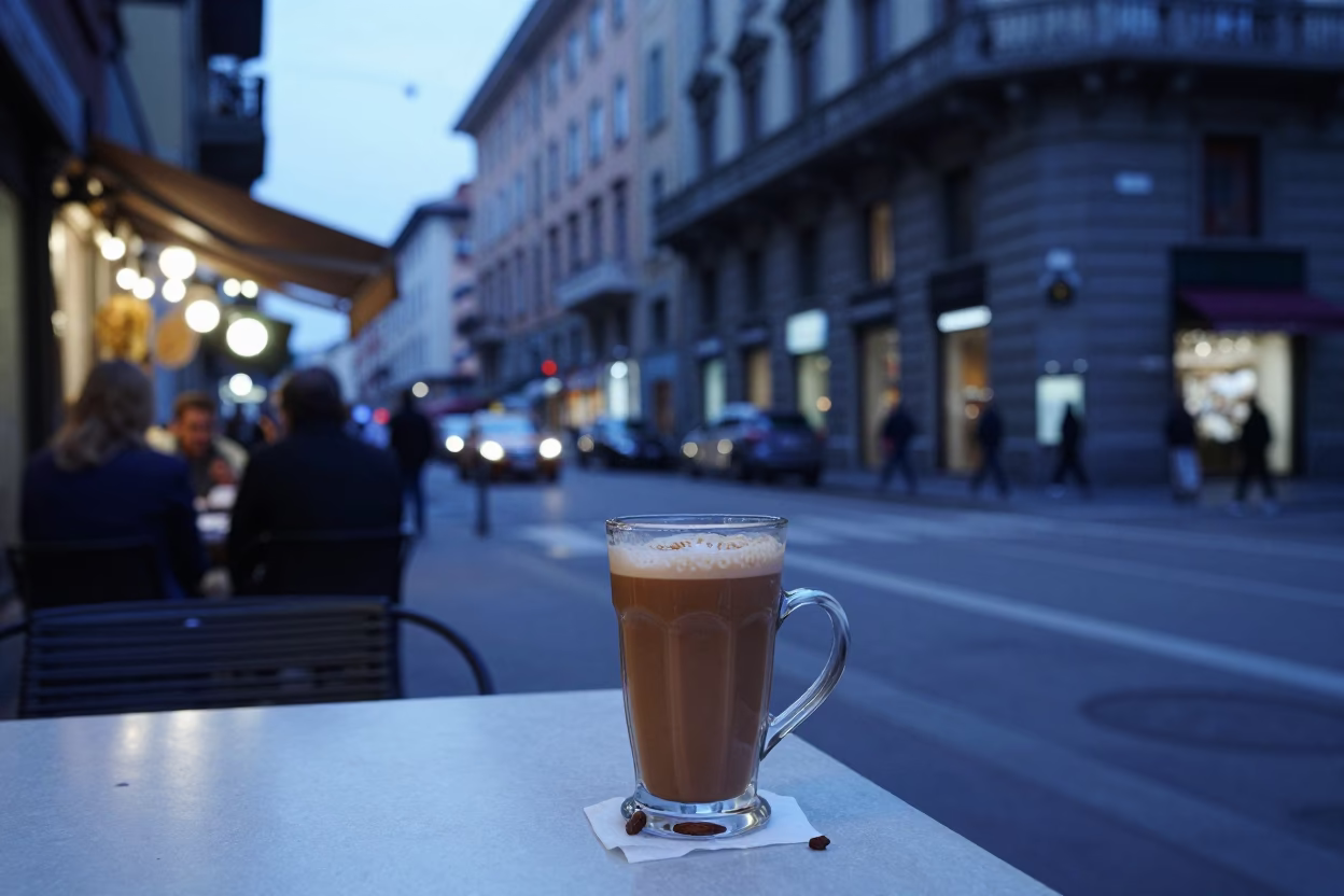 Evening Street Scene in Milan Italy with Local Dining and Urban Details in in Milan, Italy