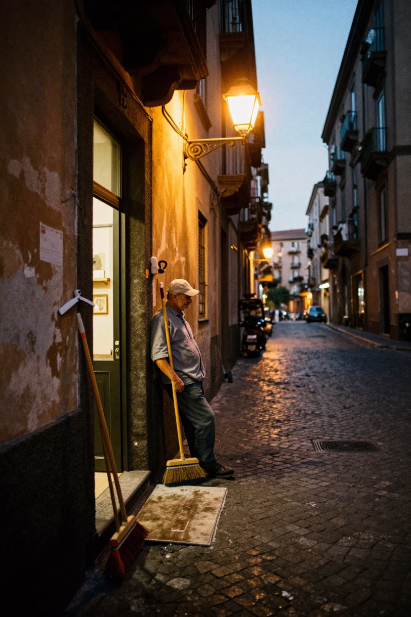 Evening Street Scene in Naples Italy with Local Artisan Tools in in Naples, Italy