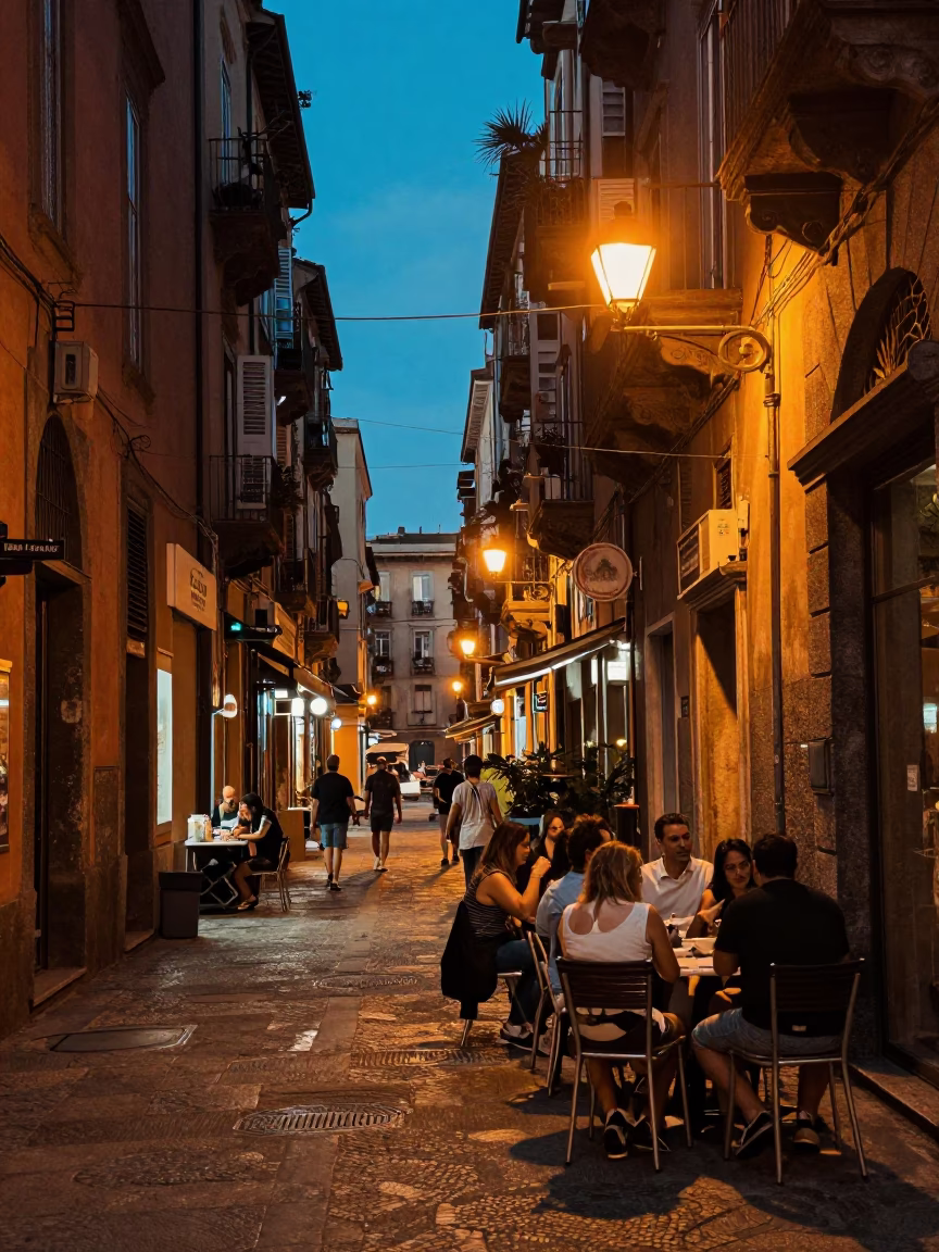 Evening Street Scene in Naples Italy with Local Diners and Urban Details in in Naples, Italy