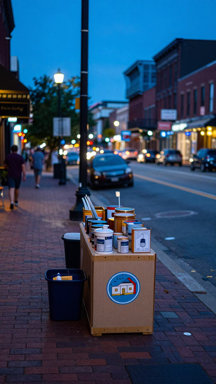 Evening Street Scene in Nashville Tennessee with Shoebox and Canister Set in in Nashville, Tennessee, United States