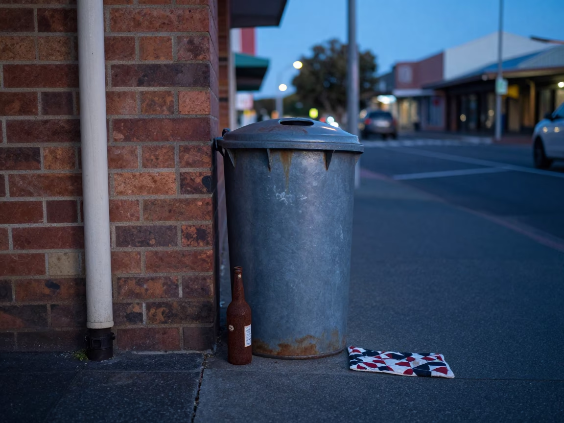 Evening Street Scene in Perth Western Australia with Rusty Bottle and Quilt in in Perth, Western Australia, Australia