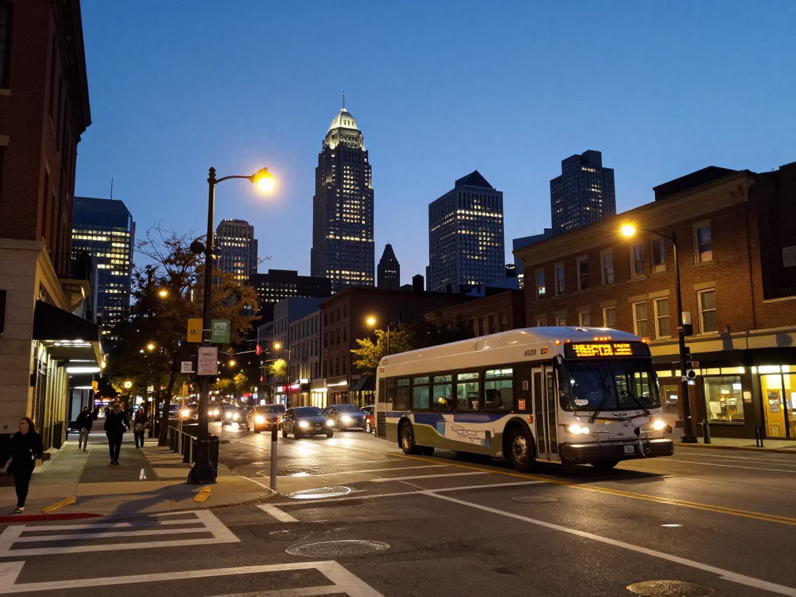 Evening Street Scene in Philadelphia Pennsylvania with City Lights and Urban Details in in Philadelphia, Pennsylvania, United States