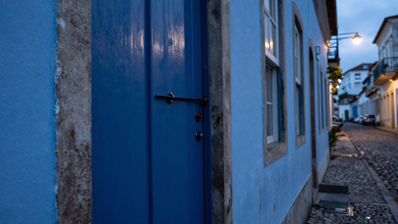 Evening Street Scene in Salvador Brazil with Blue Porcelain and Lived-In Details in in Salvador, Brazil