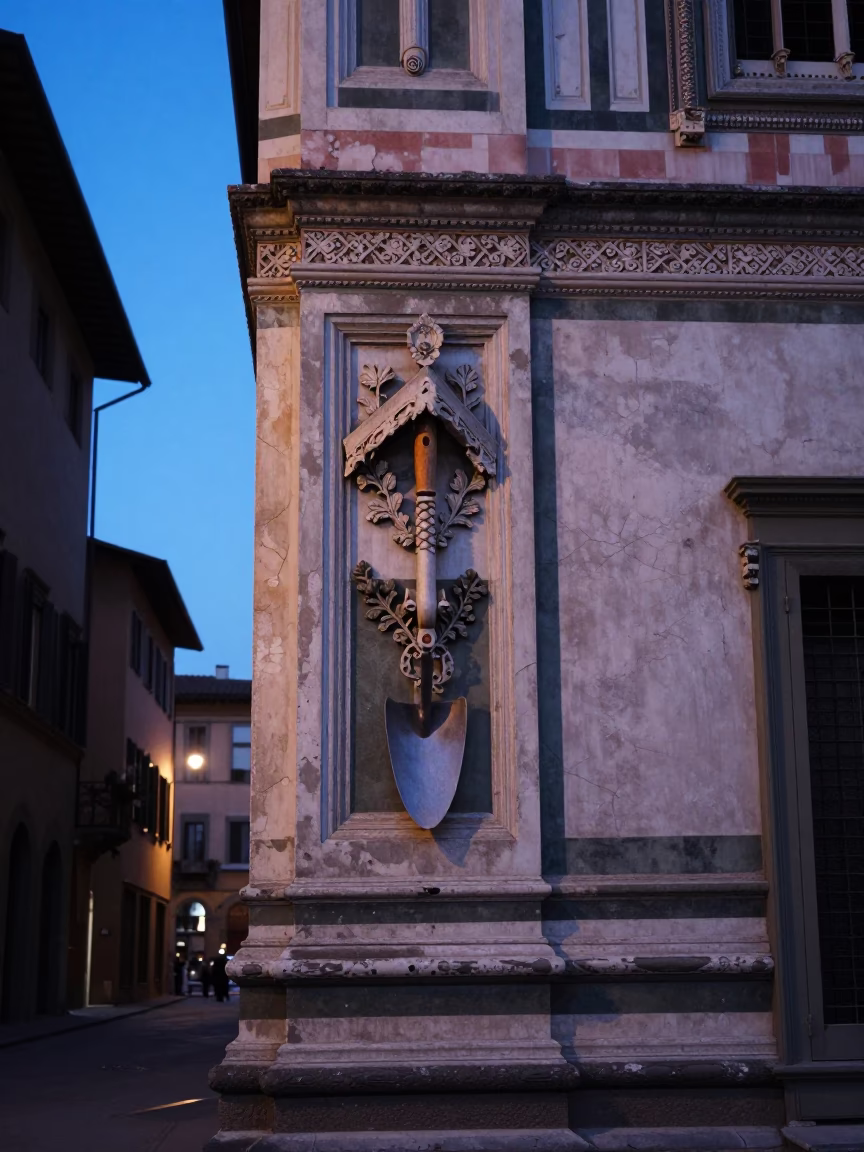 Evening Stucco Detail in Florence with Herb and Boot Scraper in in Florence, Italy