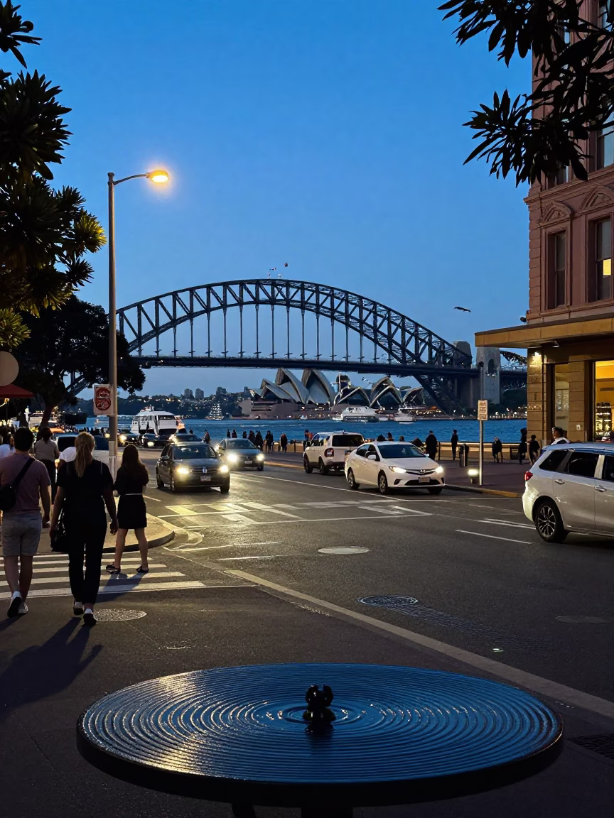 Evening Sydney Street Scene with Water Rings on Shelf and Tomatoes in in Sydney, New South Wales, Australia