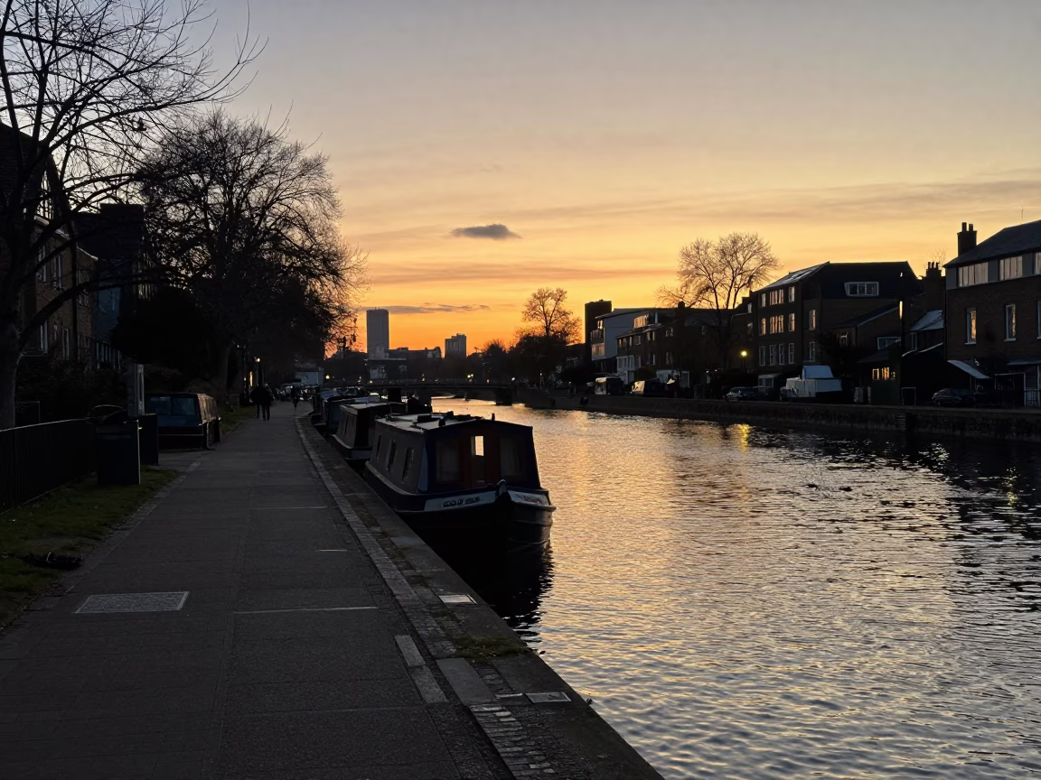 Evening View in London at Honeyed Evening Light in in London, United Kingdom