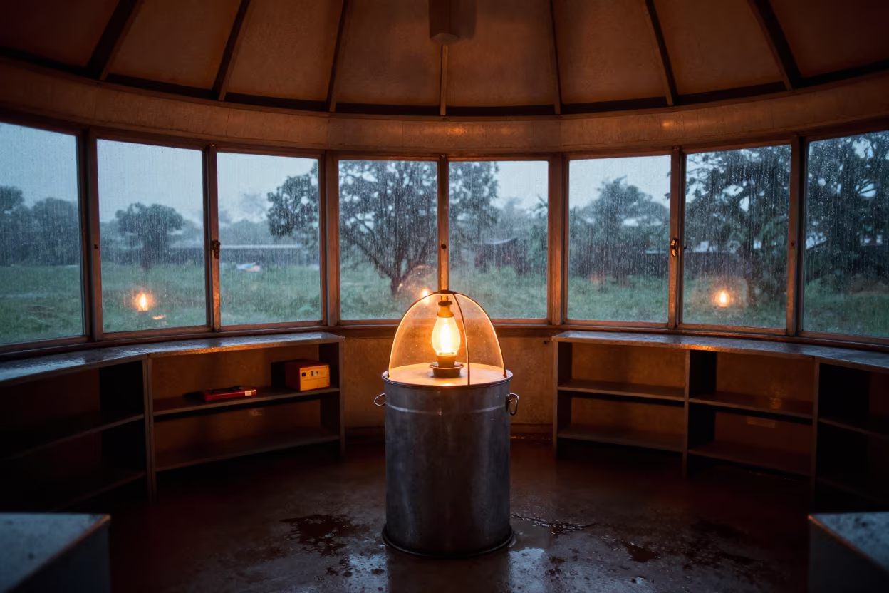 Exam Lamp Bin in Garoua Observatory Midnight in inside an observatory control room in Garoua