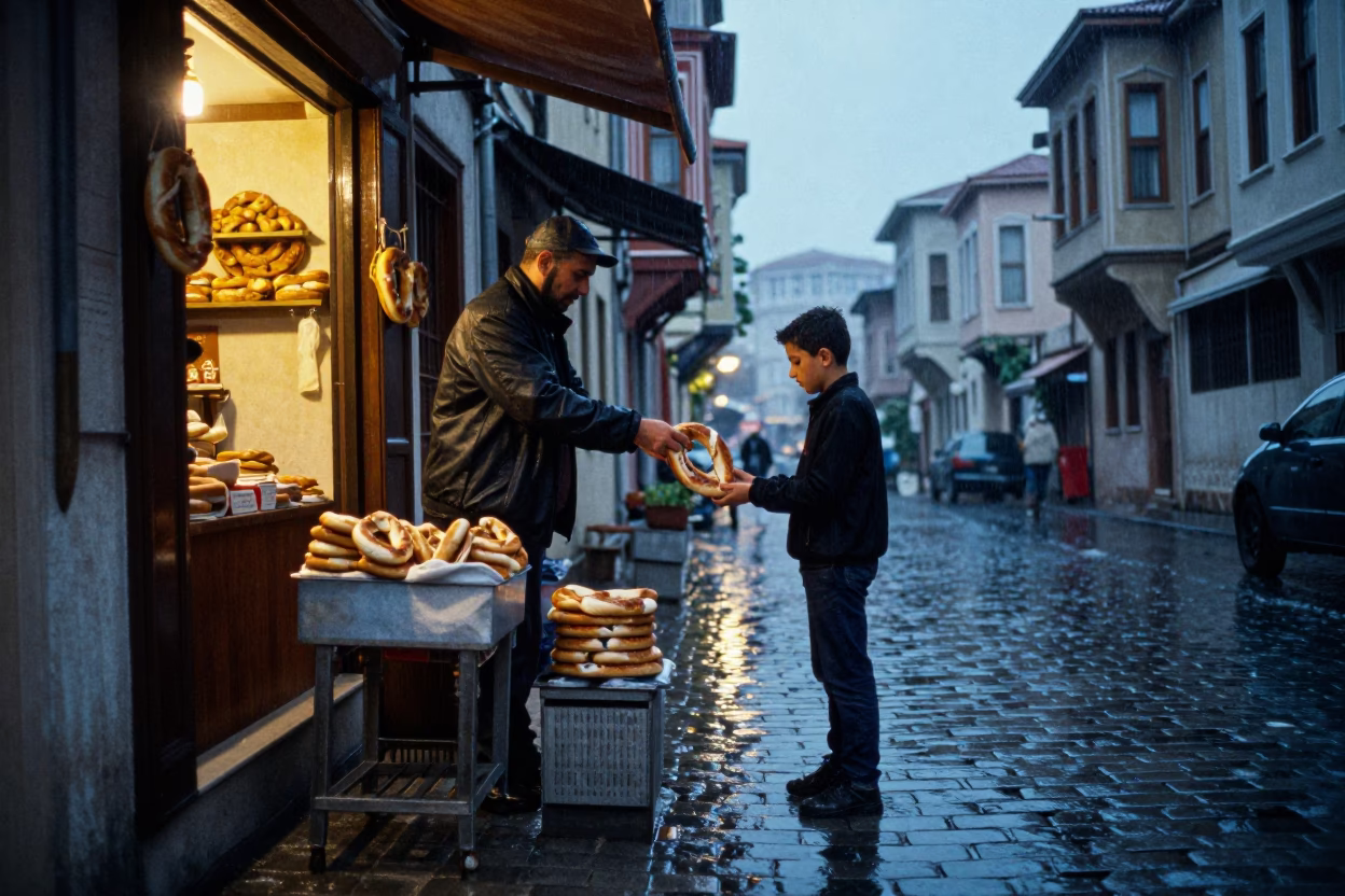 Exchanging Simit in Istanbul in in Istanbul, Turkey