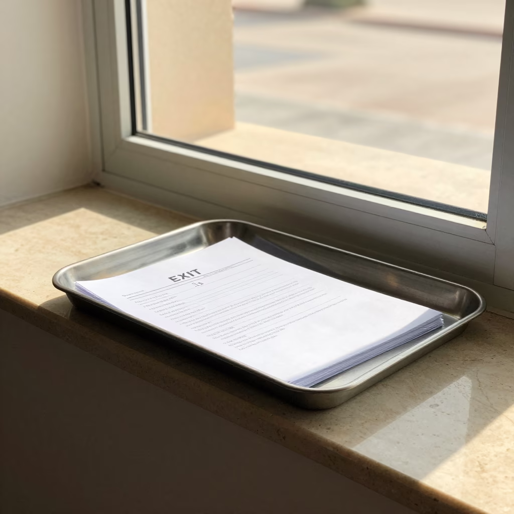 Exit Interview Packet Tray Al Ain Office in on a stone ledge near Al Ain