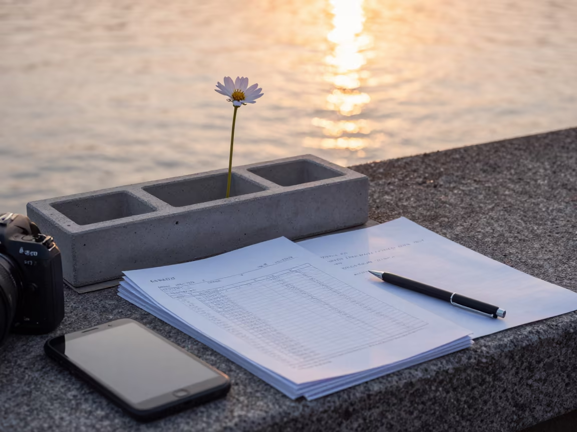 Expense Desk Surreal Tree Flower Sunset in on a stone ledge near Fukuoka