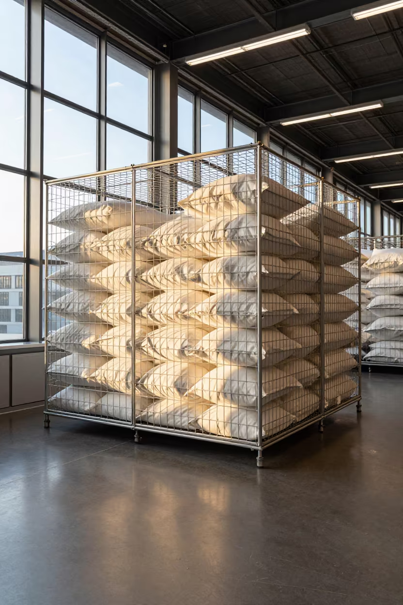 Extra Pillow Cage in Banquet Hall in inside a banquet hall before service in Dusseldorf
