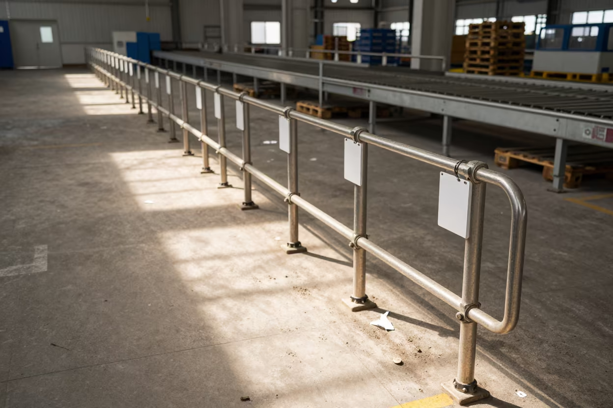 Eyewash Tag Rail and Dust in Ulsan Warehouse in inside a distribution center pick aisle in Ulsan