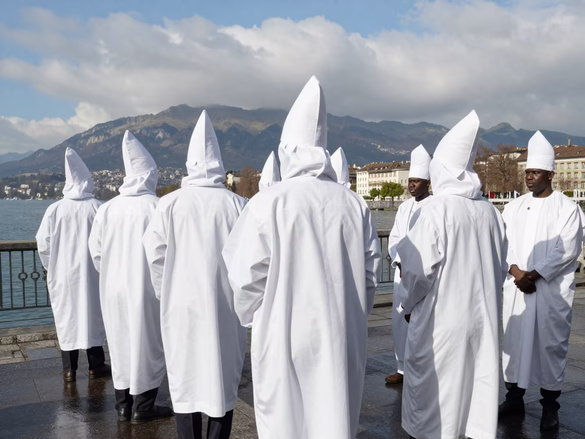 Eyo Festival Masquerades at Geneva Waterfront in at a waterfront celebration in Geneva