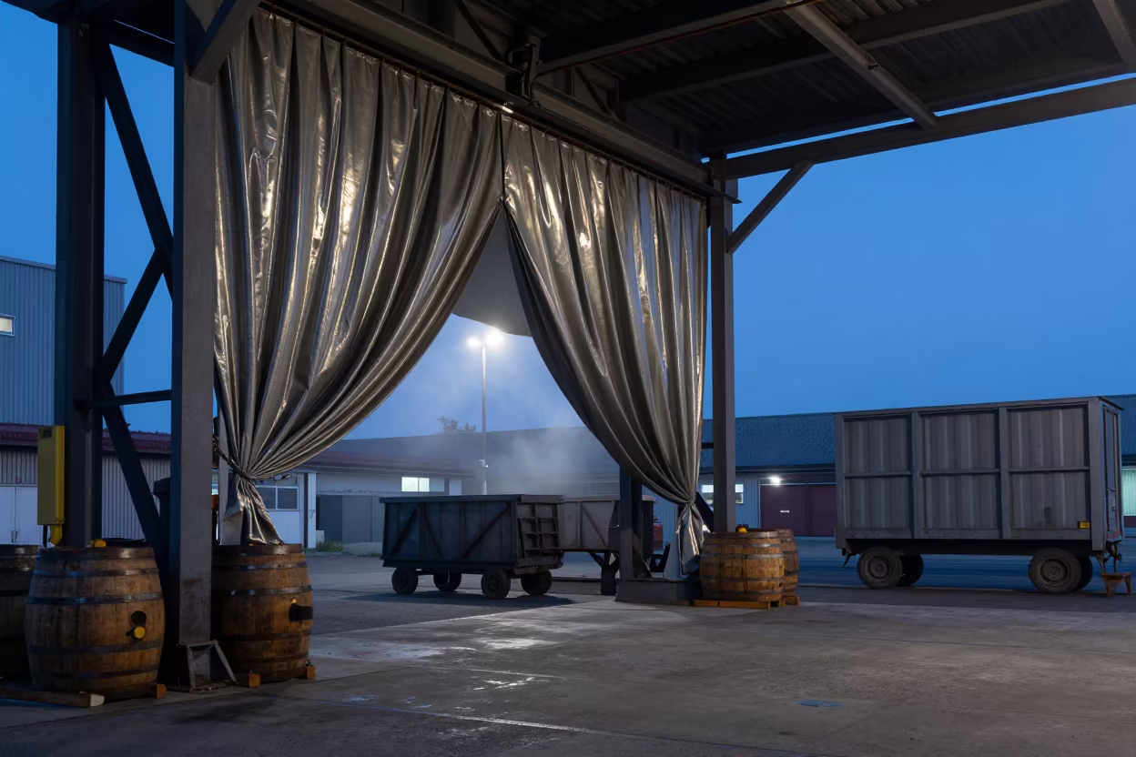 Fabric-Like Barrel Lift in Antwerp Turbine Hall in in a turbine hall near Antwerp