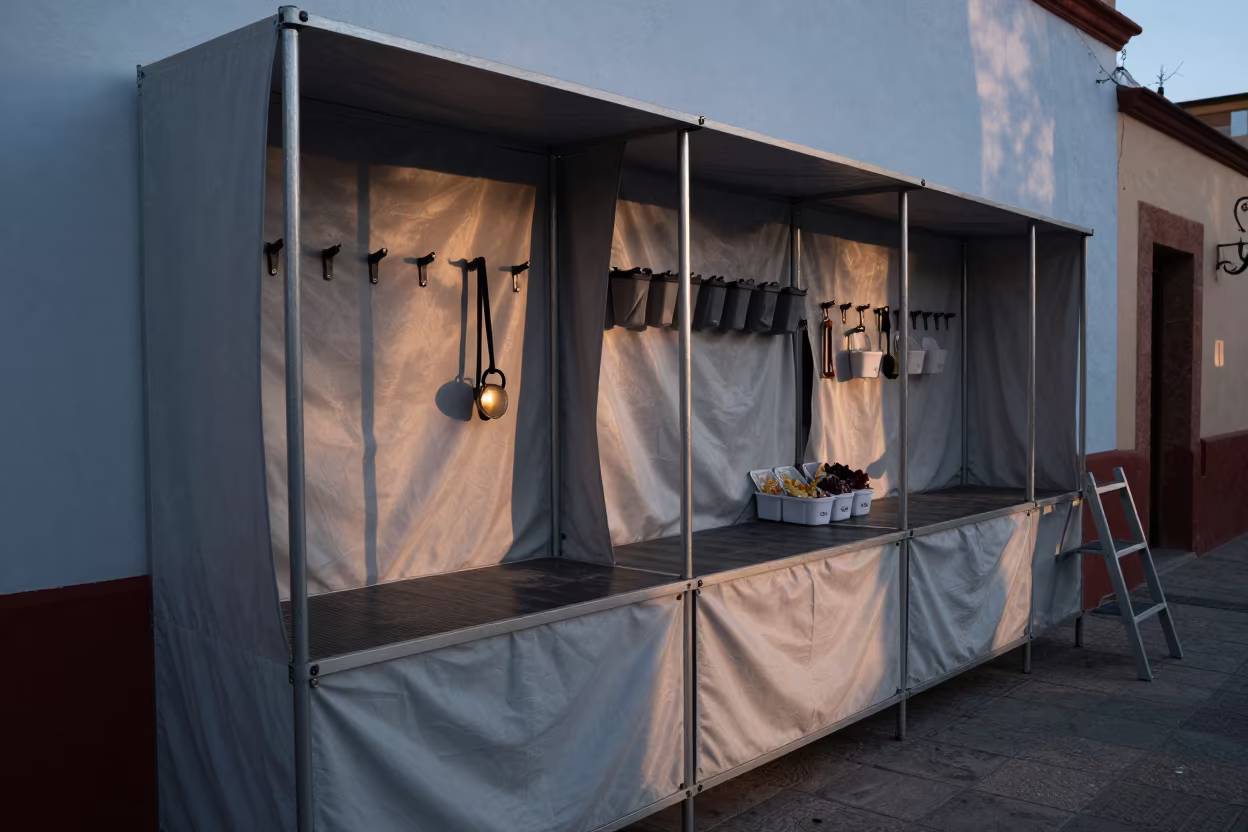 Fabric Metal Aisle Pet Store Grooming Bay in inside a grooming bay near San Miguel de Allende