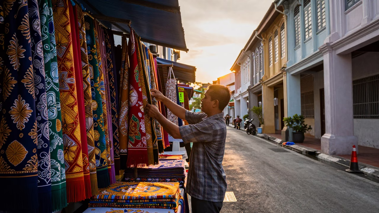 Fabric Stall in George Town in in George Town, Malaysia