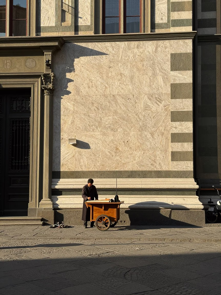 Facade at As First Light Reaches The Scene in Florence in in Florence, Italy