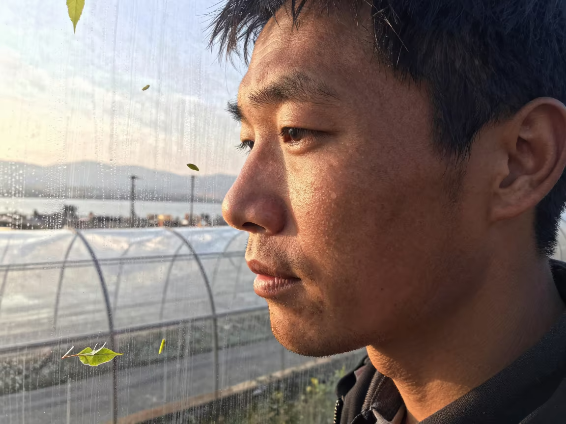 Face Behind Greenhouse Condensation Lijiang Harbor in at a harbor edge in Lijiang