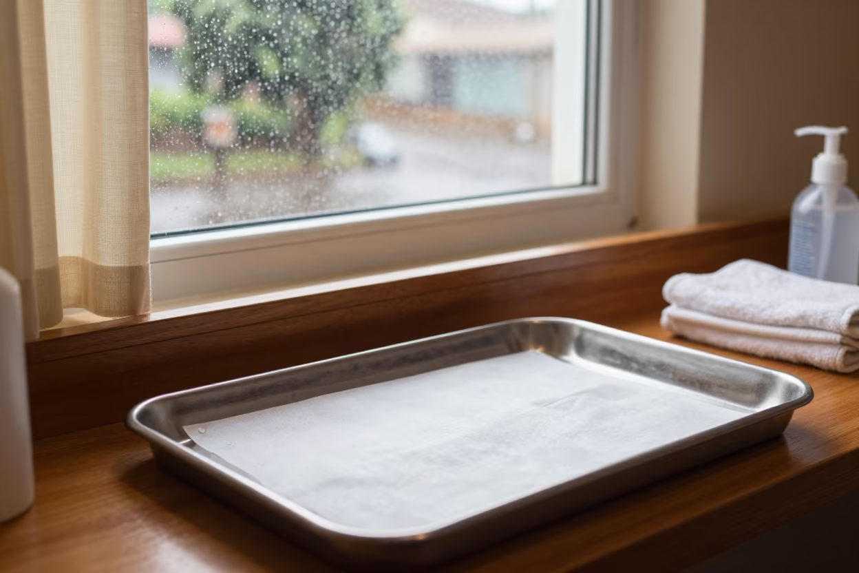 Facial Extraction Pouch on Counter in Kumasi Salon in inside a skincare treatment room in Kumasi