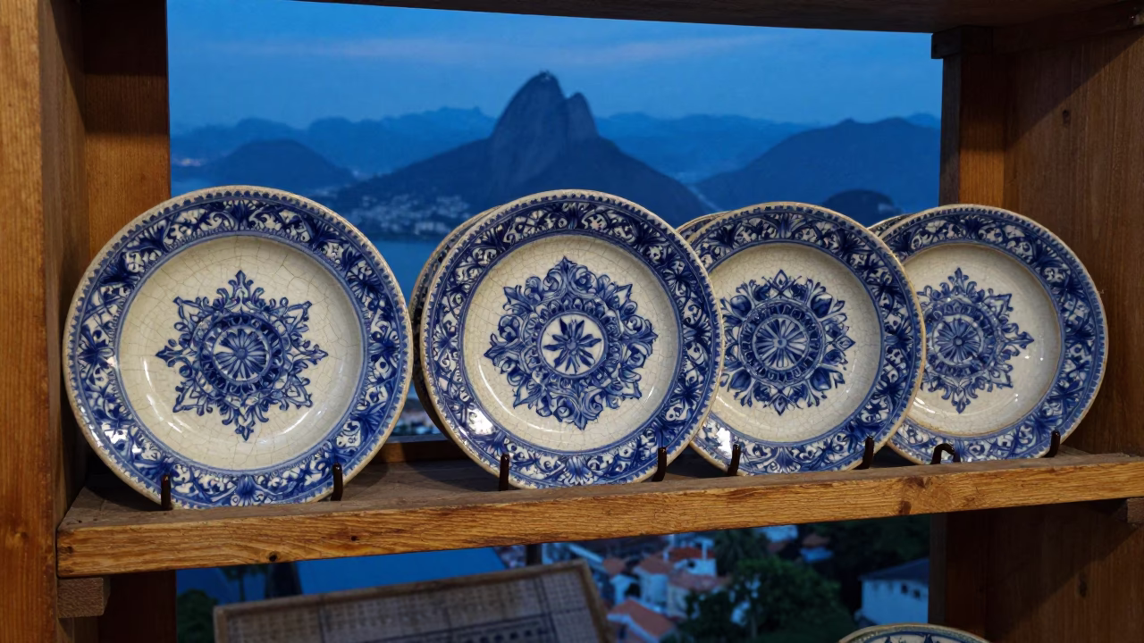 Faded Majolica Plates in Rio De Janeiro in in Rio de Janeiro, Brazil