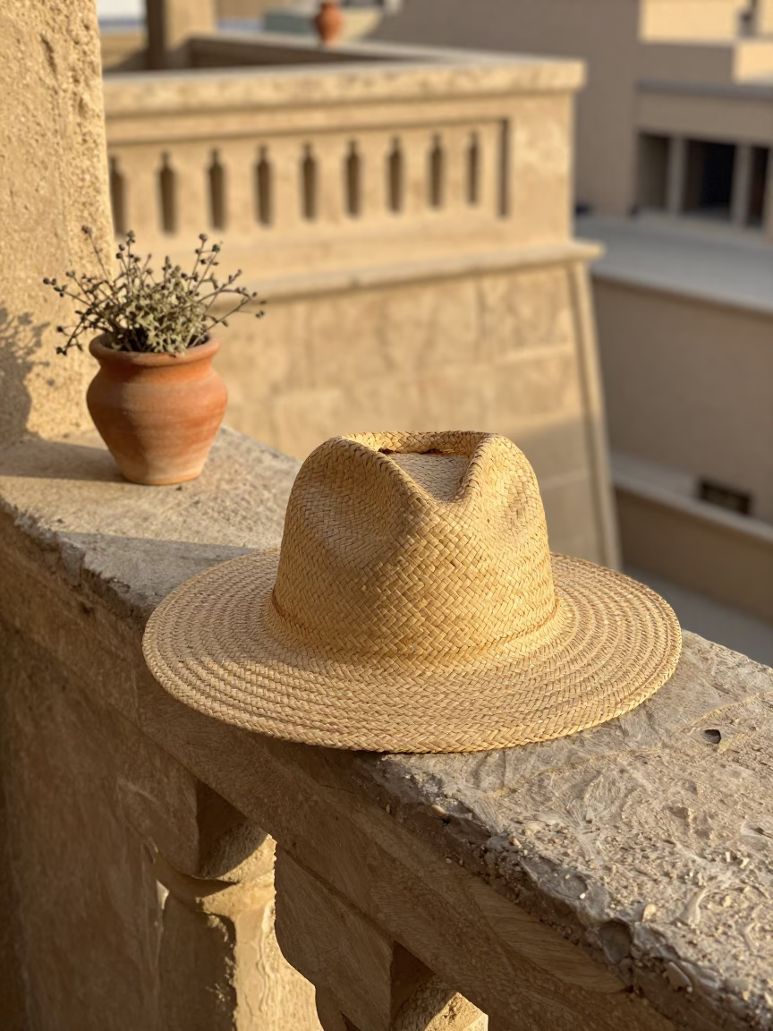 Faded Straw Sun Hat in Luxor in in Luxor, Egypt