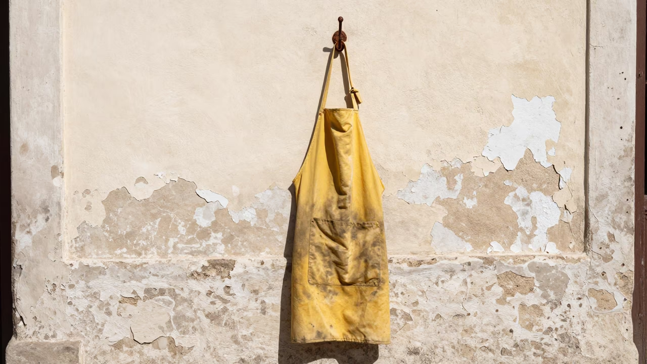Faded Yellow Apron in Havana in in Havana, Cuba