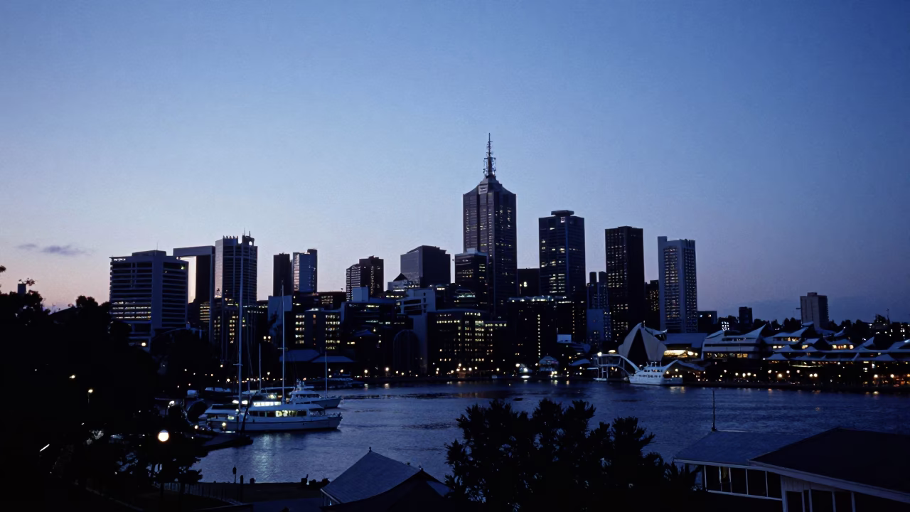 Fading Above in Melbourne at The Still Hours Before Dawn Light in in Melbourne, Victoria, Australia