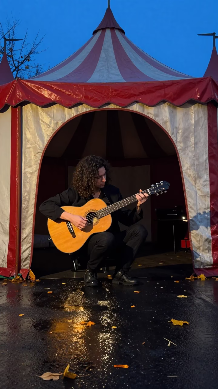 Fado Guitarist Under Circus Tent Glasgow in under a circus tent in Glasgow