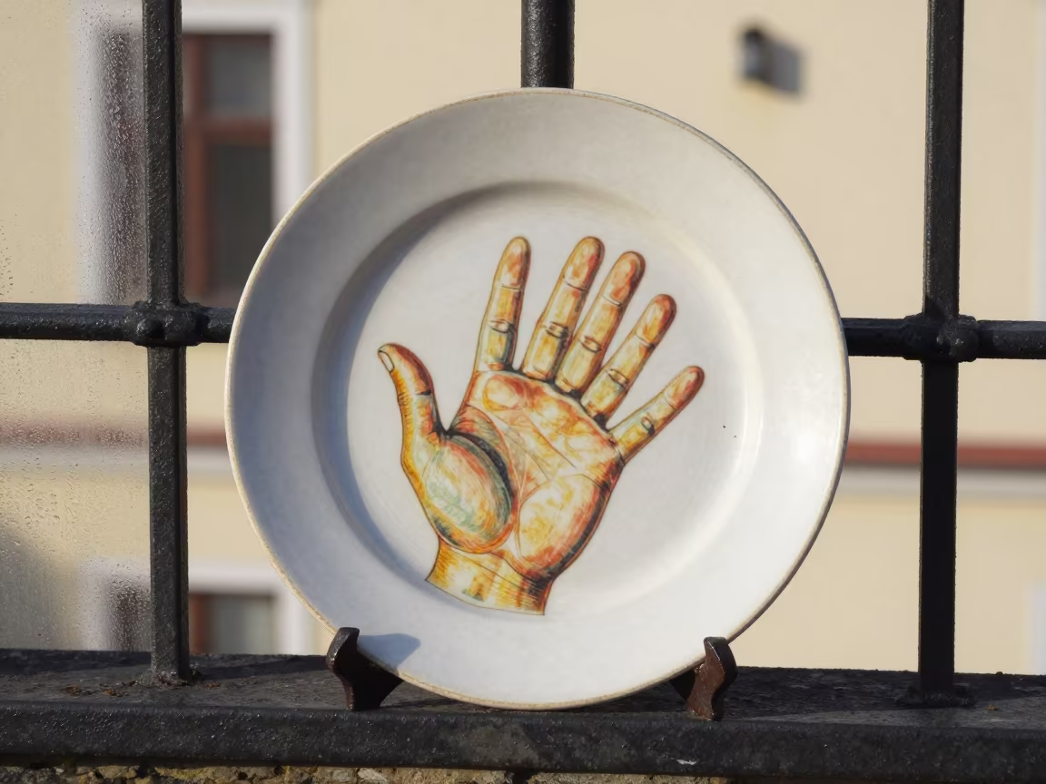 Faience Plate on Pier Railing Bydgoszcz in on a pier railing in Bydgoszcz