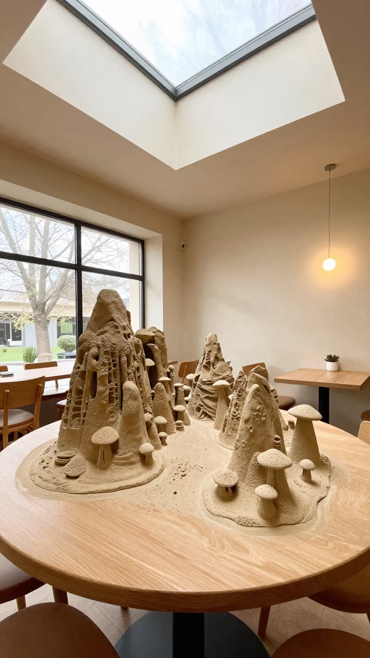 Fairy Chimney Model on Cafe Table Near Hama in on a cafe table by a window near Hama