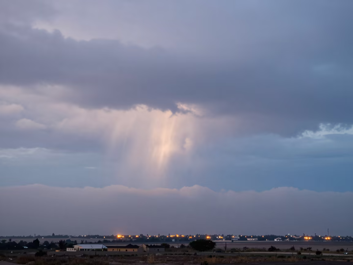 Fallstreak Hole Over Kuwait Blue Hour in through low marine fog in Kuwait