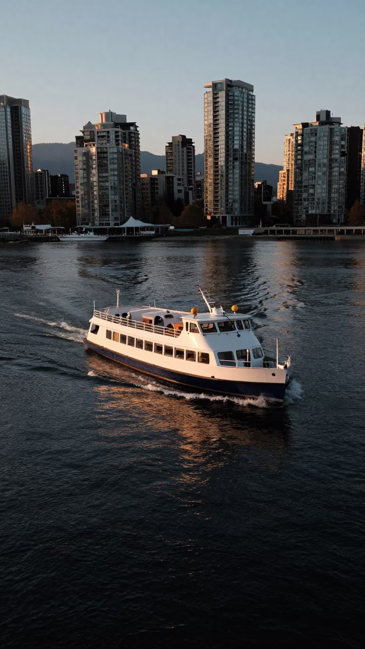False Creek in Vancouver at The Early Evening Light in in Vancouver, British Columbia, Canada