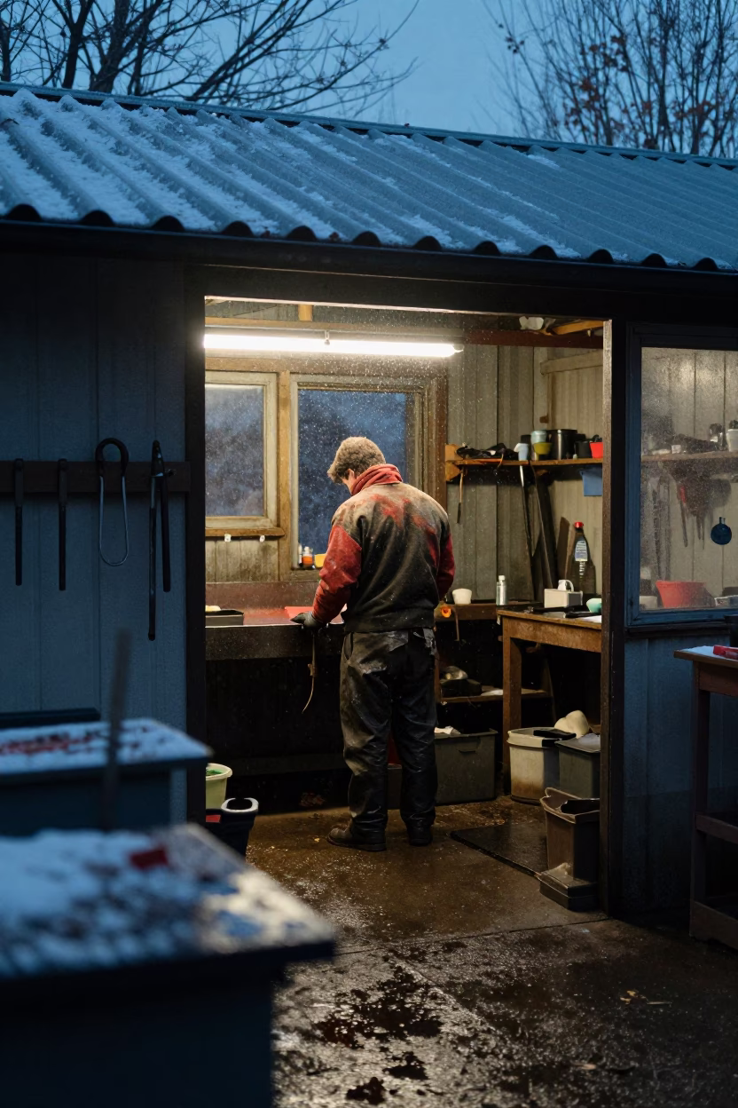 Farrier in Neon Light After Rain Near Perth in near Perth