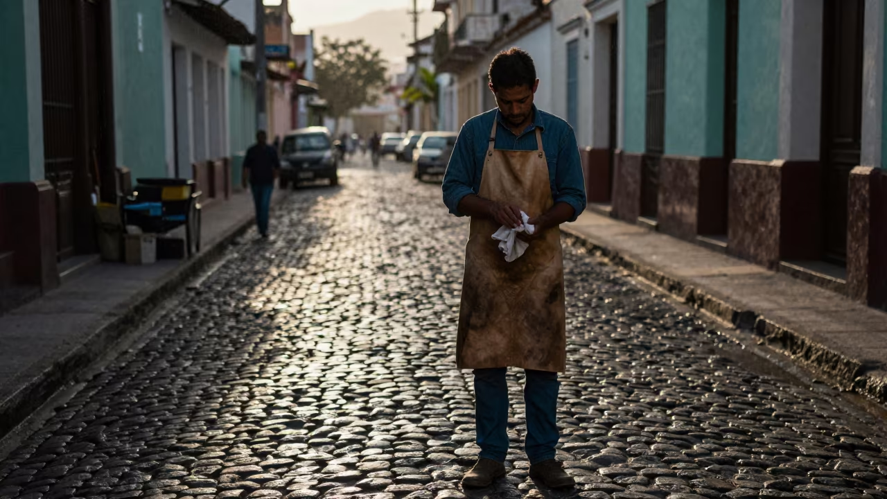 Farrier Wiping Hands in Holguin Dawn Market in in Holguin