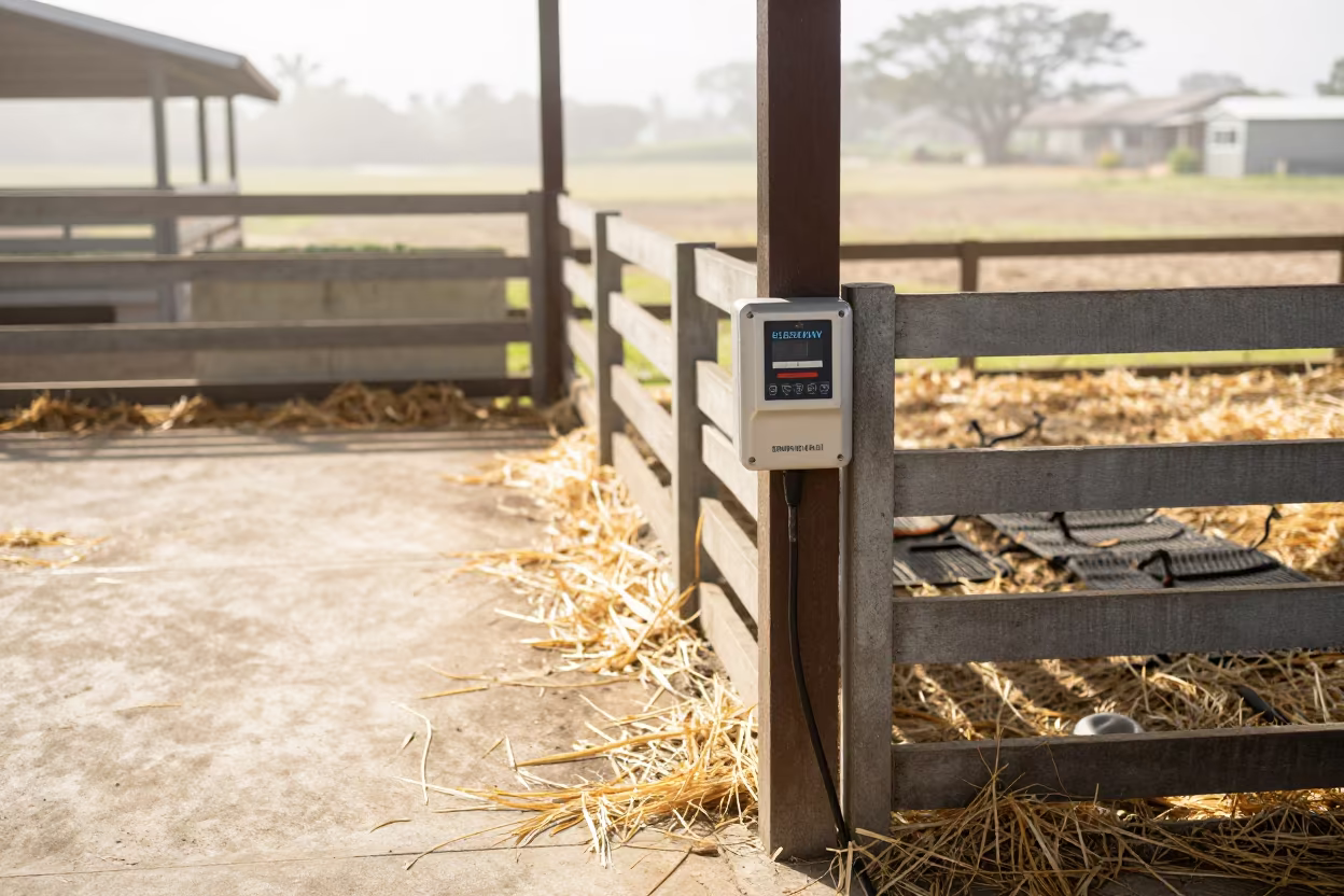 Farrowing Heat Pad Controller in Hawaii Corral in inside a ranch corral in Hawaii