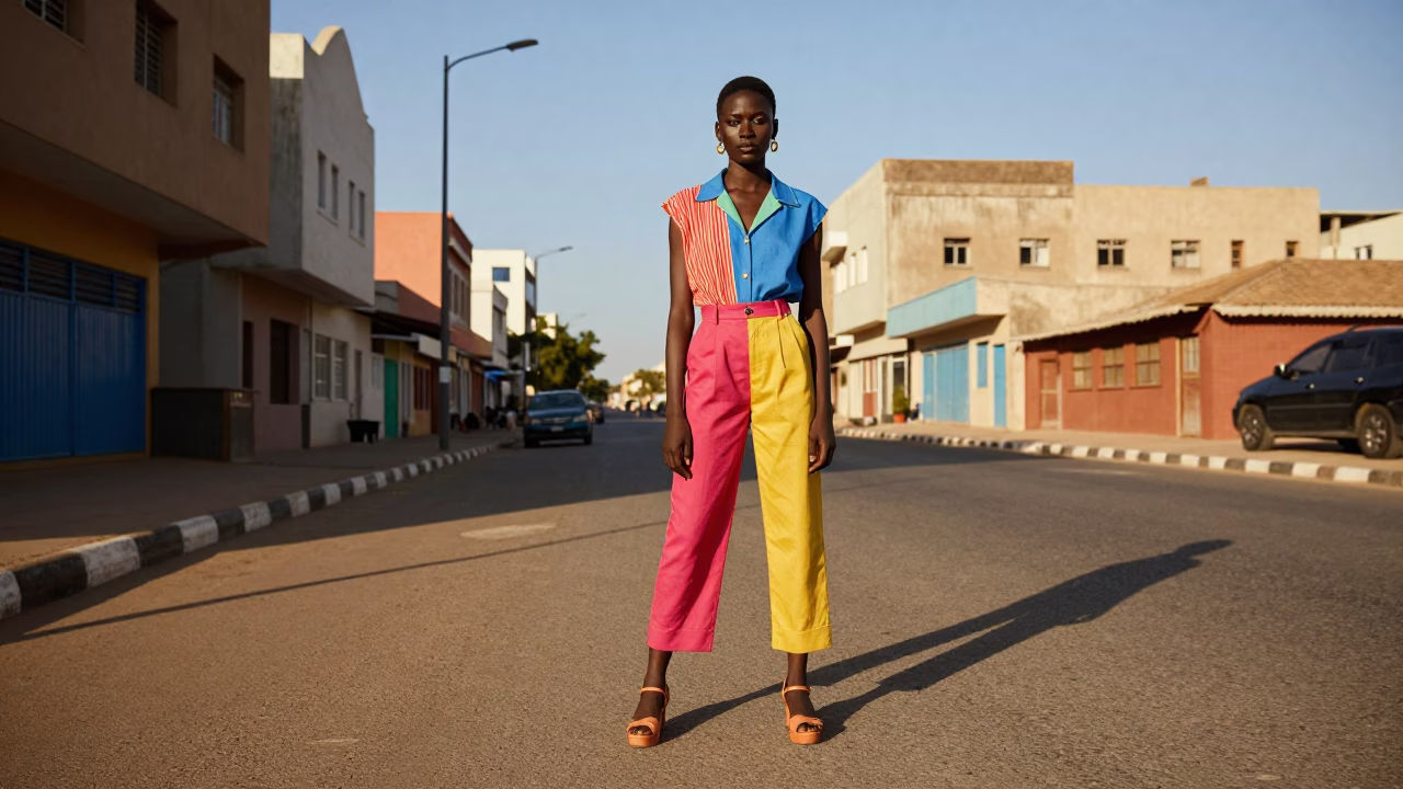 Fashion Model at The Early Afternoon Light in Dakar in in Dakar, Senegal