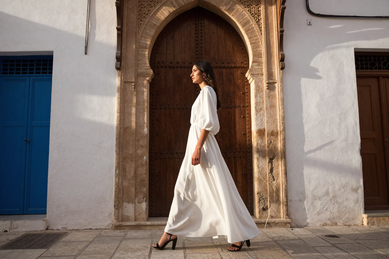 Fashion Model at The Early Afternoon Light in Tunis in in Tunis, Tunisia