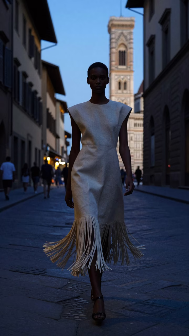 Fashion Model at The Early Evening Light in Florence in in Florence, Italy