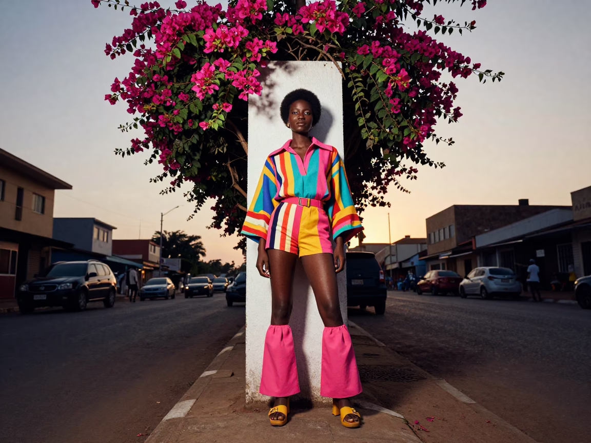 Fashion Model in Accra at Nautical Dawn Light in in Accra, Ghana