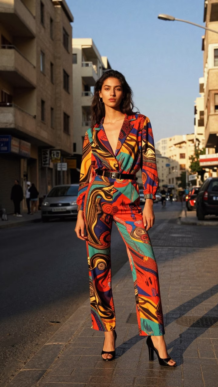 Fashion Model in Beirut at Clear Late-afternoon Light in in Beirut, Lebanon