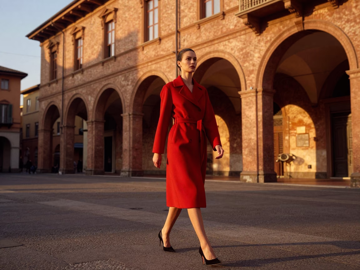 Fashion Model in Bologna at Golden Hour in in Bologna, Italy